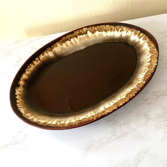 VINTAGE PFALTZGRAFF OVAL BROWN SERVING TRAY